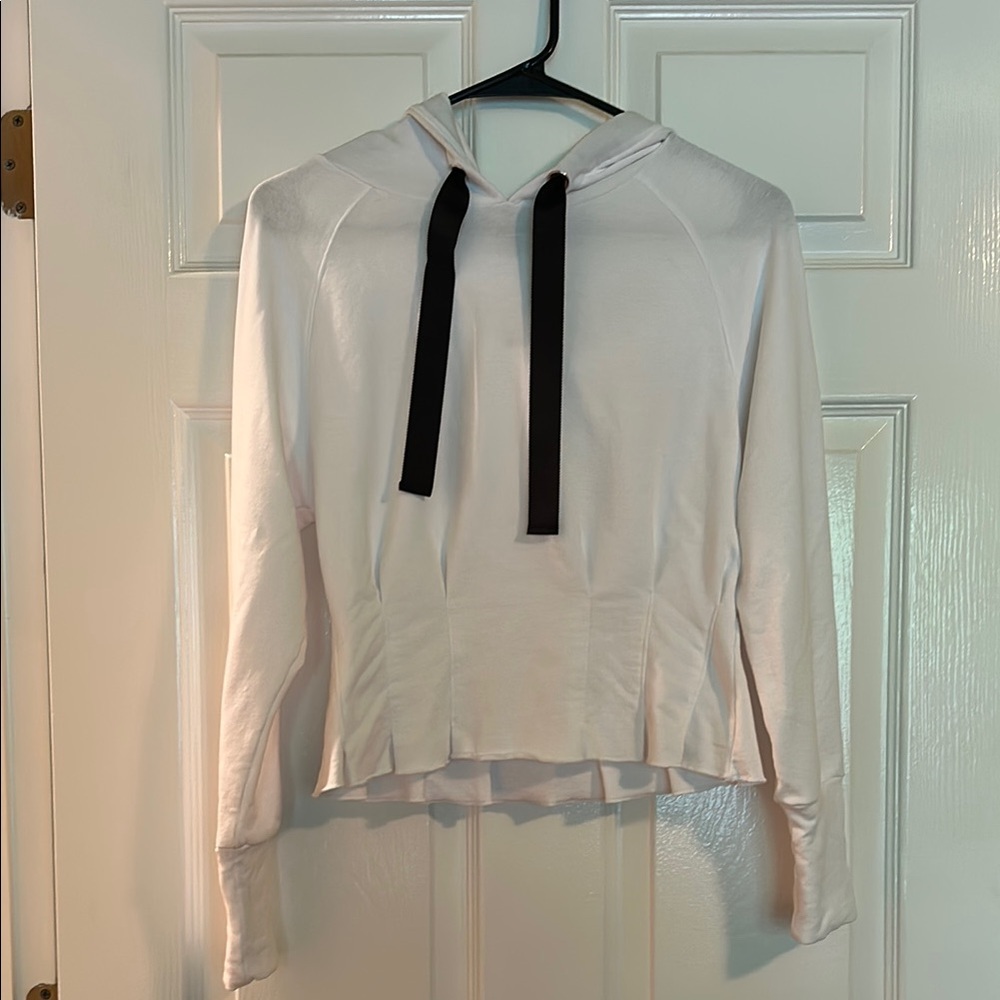 Urban Savage Chic White Hoodie with Black Accents